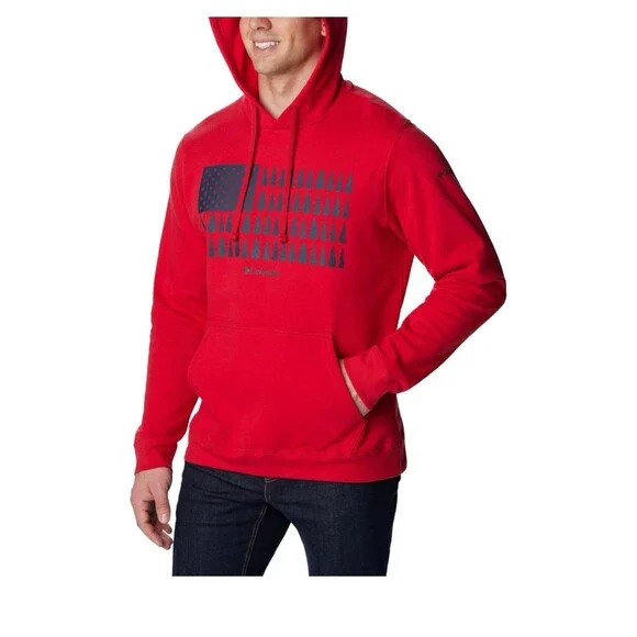 Columbia Men's Trek Graphic Hoodie, Mountain Red/Treestriped Flag, XX-Large NWT - Picture 1 of 15